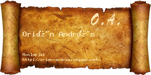 Orián András névjegykártya